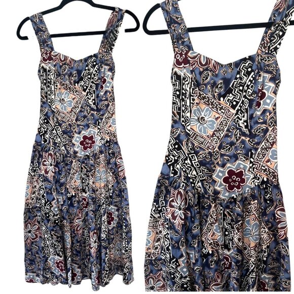 VINTAGE Y2K DEADSTOCK HILO HATTIE BOHO FLORAL MIDI DRESS SMALL NWT - Picture 2 of 4